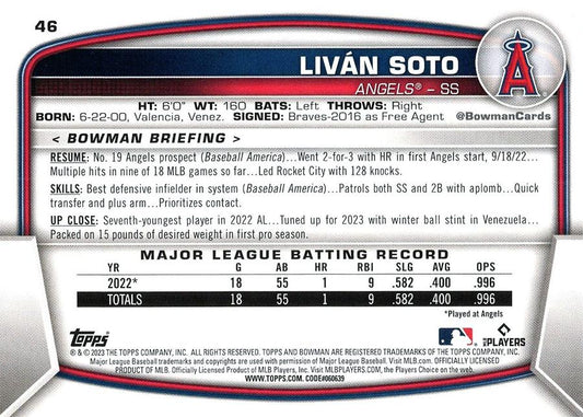 2023 Bowman Livan Soto RC #46 Angels