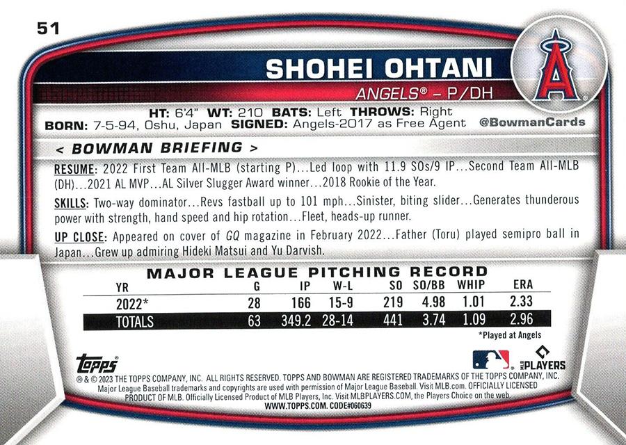 2023 Bowman Shohei Ohtani #51 Angels