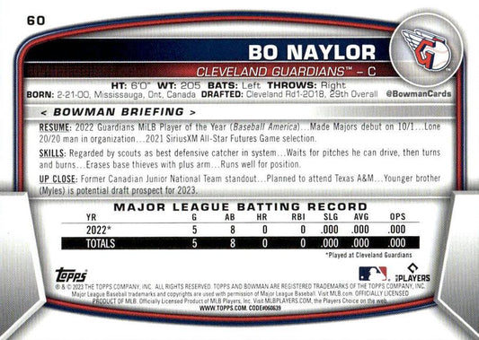 2023 Bowman Bo Naylor RC #60 Cleveland Guardians