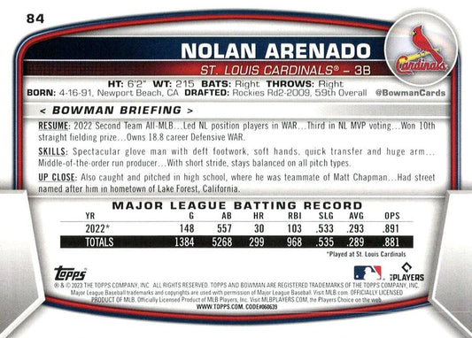 2023 Bowman Nolan Arenado #84 St. Louis Cardinals