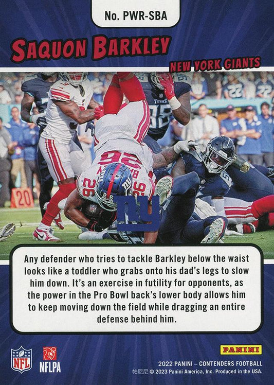 2022 Panini Contenders Power Players Saquon Barkley # 25 New York Giants