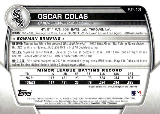 2023 Bowman Prospects Oscar Colas BP-13 Chicago White Sox
