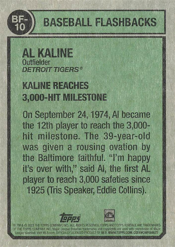 2023 Topps Heritage Baseball Flashbacks Al Kaline BF-10 Detroit Tigers
