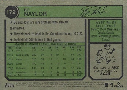 2023 Topps Heritage Chrome Bo Naylor #172 Cleveland Guardians