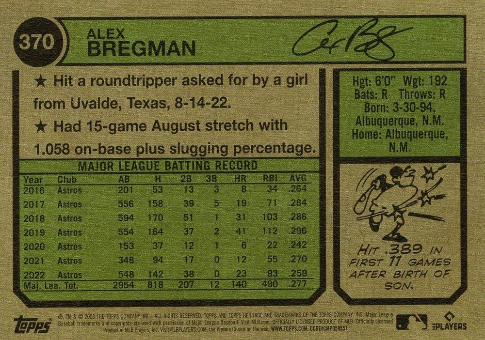 2023 Topps Heritage Chrome Alex Bregman #370 Houston Astros