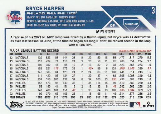 2023 Topps Chrome Bryce Harper #3 Philadelphia Phillies