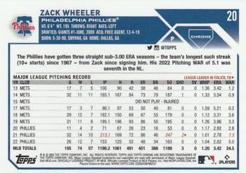 2023 Topps Chrome Zack Wheeler #20 Philadelphia Phillies