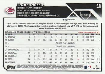 2023 Topps Chrome Hunter Greene #40 Cincinnati Reds