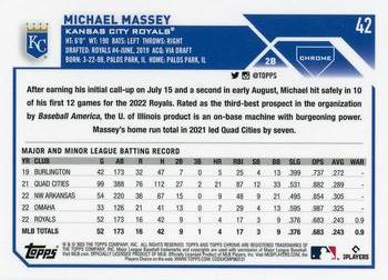 2023 Topps Chrome Michael Massey RC #42 Kansas City Royals