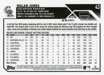 2023 Topps Chrome Nolan Jones RC #43 Colorado Rockies