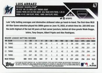 2023 Topps Chrome Luis Arraez #47 Miami Marlins