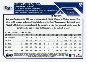 2023 Topps Chrome Randy Arozarena #59 Tampa Bay Rays