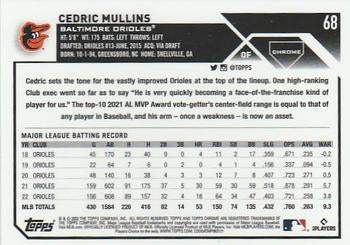 2023 Topps Chrome Cedric Mullins #68 Baltimore Orioles