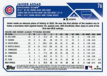 2023 Topps Chrome Javier Assad RC #76 Chicago Cubs
