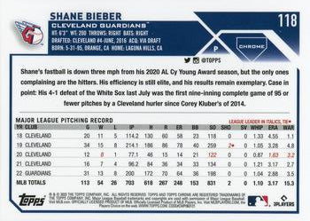 2023 Topps Chrome Shane Bieber #118 Cleveland Guardians