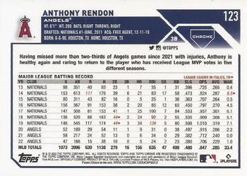 2023 Topps Chrome Anthony Rendon #123 Los Angeles Angels