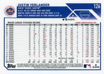 2023 Topps Chrome Justin Verlander #126 New York Mets