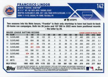 2023 Topps Chrome Francisco Lindor #142 New York Mets