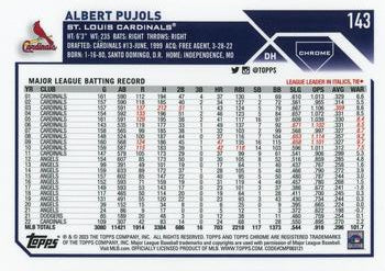 2023 Topps Chrome Albert Pujols #143 St. Louis Cardinals