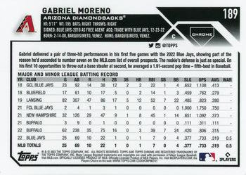 2023 Topps Chrome Gabriel Moreno RC #189 Arizona Diamondbacks