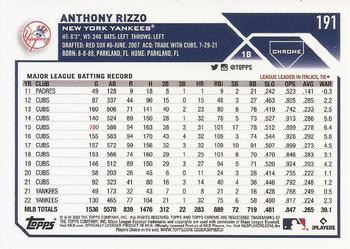 2023 Topps Chrome Anthony Rizzo #191 New York Yankees
