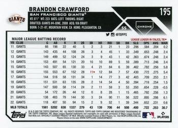 2023 Topps Chrome Brandon Crawford #195 San Francisco Giants