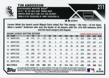 2023 Topps Chrome Tim Anderson #211 Chicago White Sox