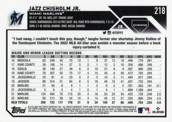 2023 Topps Chrome Jazz Chisholm Jr. #218 Miami Marlins