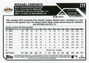 2023 Topps Chrome Michael Conforto #219 San Francisco Giants