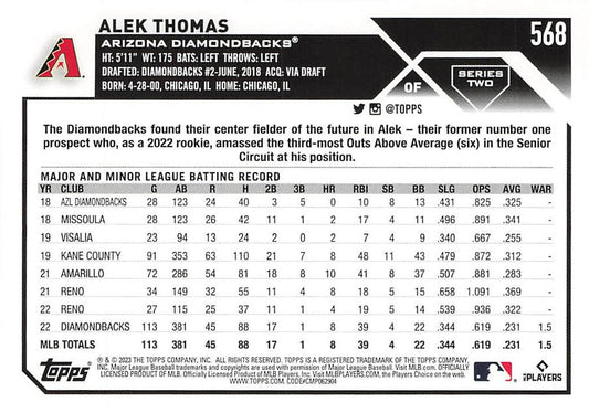 2023 Topps Gold Star Gold Star Alek Thomas - Future Stars #568 Arizona Diamondbacks