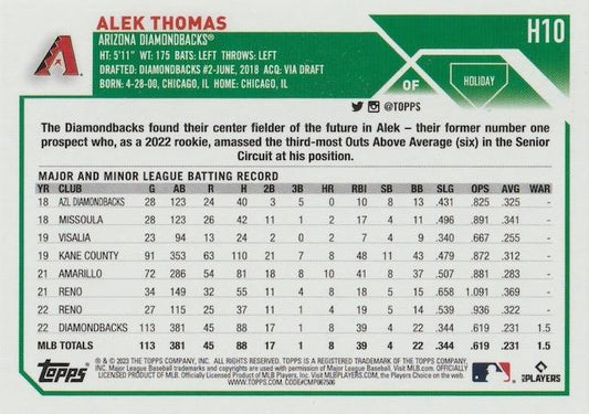 2023 Topps Holiday Alek Thomas H10 Arizona Diamondbacks