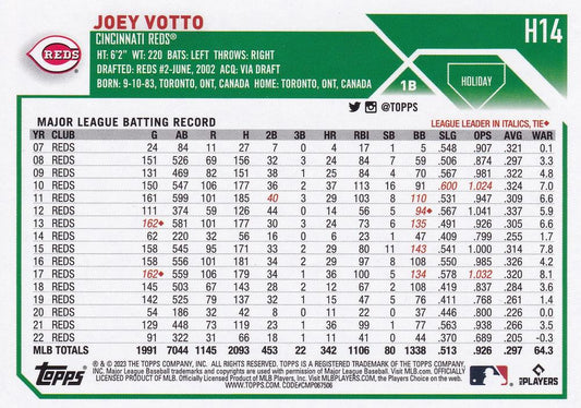 2023 Topps Holiday Joey Votto H14 Cincinnati Reds