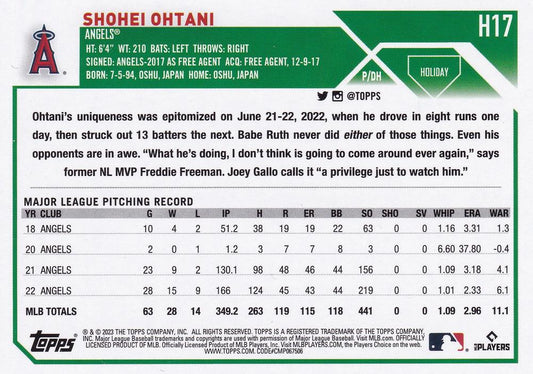 2023 Topps Holiday Shohei Ohtani H17 Los Angeles Angels