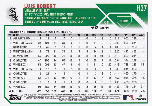 2023 Topps Holiday Luis Robert H37 Chicago White Sox