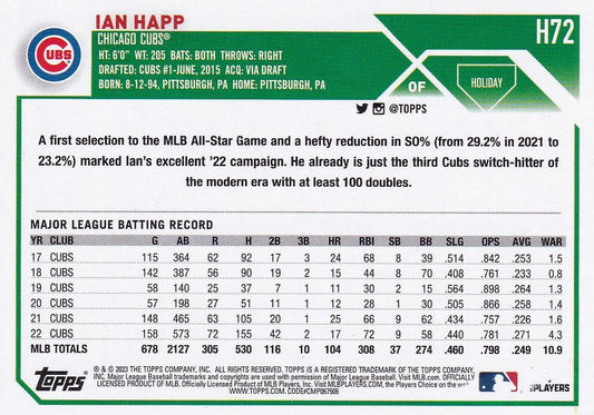 2023 Topps Holiday Ian Happ H72 Chicago Cubs