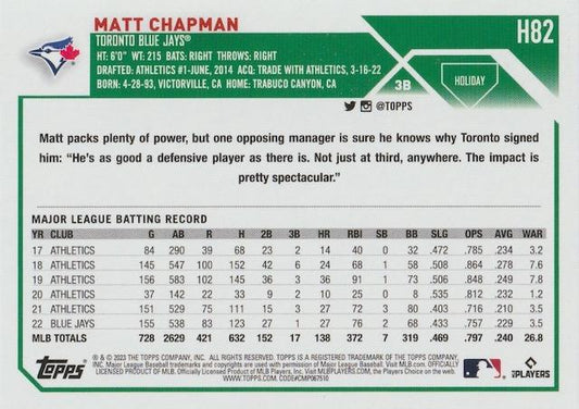 2023 Topps Holiday Matt Chapman H82 Toronto Blue Jays