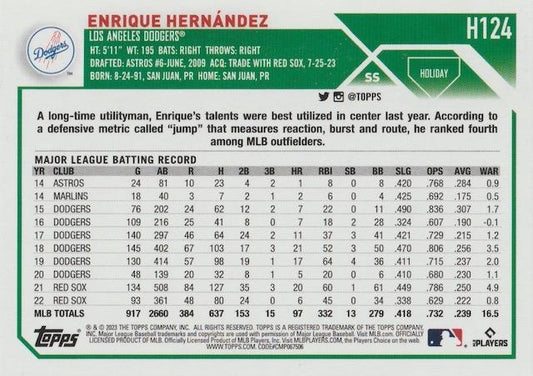2023 Topps Holiday Enrique Hernández H124 Los Angeles Dodgers