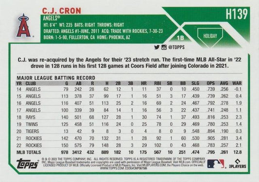 2023 Topps Holiday C.J. Cron H139 Los Angeles Angels