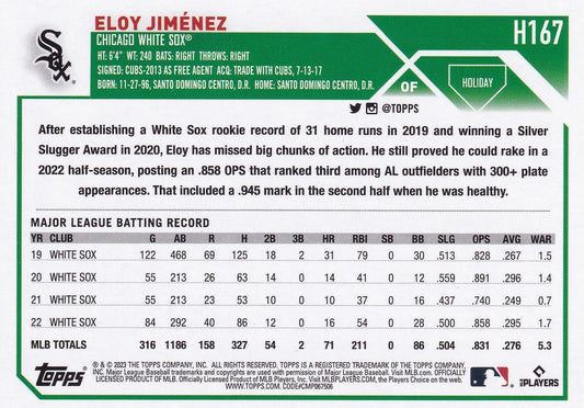 2023 Topps Holiday Eloy Jimenez H167 Chicago White Sox