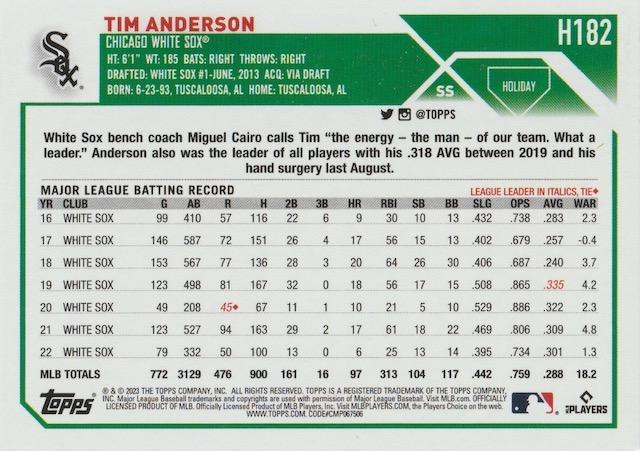 2023 Topps Holiday Tim Anderson H182 Chicago White Sox