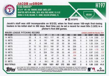 2023 Topps Holiday Jacob deGrom H197 Texas Rangers