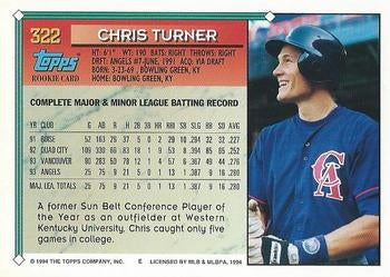 1994 Topps Chris Turner # 322 California Angels