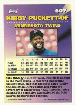 1994 Topps Kirby Puckett MOG # 607 Minnesota Twins