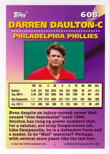 1994 Topps Darren Daulton MOG # 608 Philadelphia Phillies