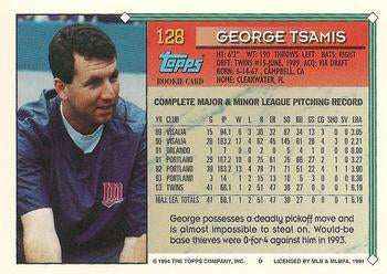 1994 Topps George Tsamis RC # 128 Minnesota Twins