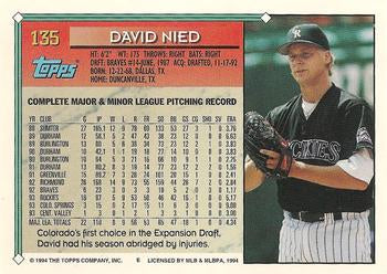 1994 Topps David Nied # 135 Colorado Rockies