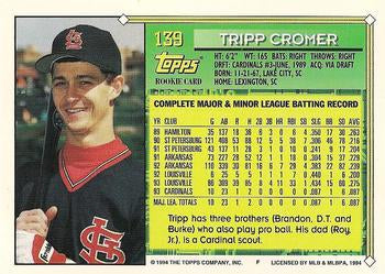 1994 Topps Tripp Cromer FS, RC # 139 St. Louis Cardinals