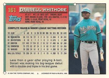 1994 Topps Darrell Whitmore # 161 Florida Marlins