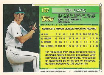 1994 Topps Tim Davis FS # 167 Seattle Mariners