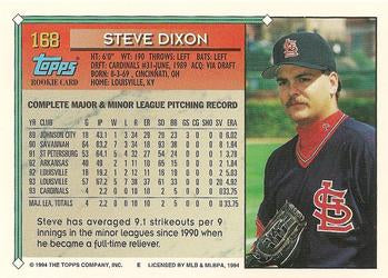 1994 Topps Steve Dixon RC # 168 St. Louis Cardinals